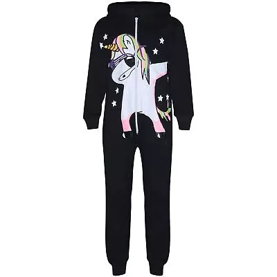 Kids Girl 100% Cotton Unicorn Dab Black A2Z Onesie One Piece All In One Jumpsuit • £9.99