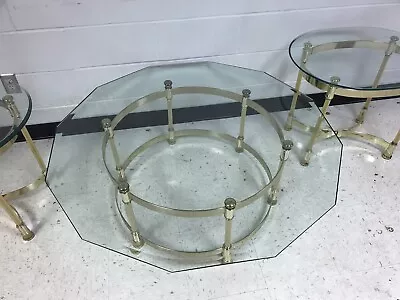 Vintage Labarge? 12 Sided Brass And Glass Coffee Table 43 1/2” Across X 15 3/4”  • $575