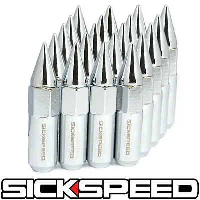 Sickspeed 20 Pc Steel Set Of Chrome Spiked 60mm Lug Nuts Wheels 12x1.5 L17 • $45.15