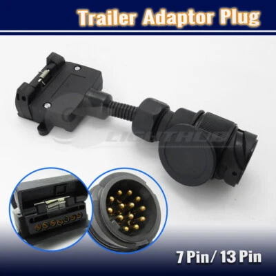$33.20 • Buy 13 Pin Round Plug To 7 Pin Flat Socket Trailer Adaptor Caravan Wiring Connector