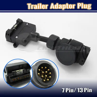 13 Pin Round Plug To 7 Pin Flat Socket Trailer Adaptor Caravan Wiring Connector • $26.95