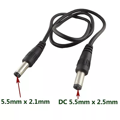 DC Power Plug 5.5 X 2.5mm Male To 5.5 X 2.1mm Male CCTV Adapter Connector Cable • £1.49