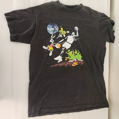 Vintage 90s Space Jam T-shirt Michael Jordan Looney Tunes Nike Warner Bros Black • $120