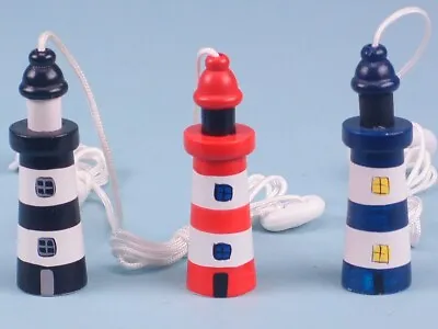 Brand New Seaside Nautical Wooden Lighthouse Cord Pull 3 Colour Choices • £4.25