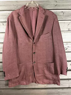 RARE Vtg Belvest Cotton/Linen 3 Button Blazer Jacket Mens EU 50 US M Pink ITALY • $33.49