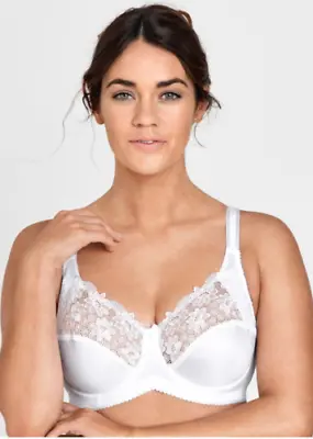 New Miss Mary Of Sweden White Under Wired Non Padded Feminine Support Bra 2870 • £29.99