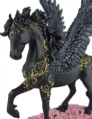 10 1/2  Divine Pegasus Horse Greek Mythology Statue Sculpture Black & Gold Color • $84.38