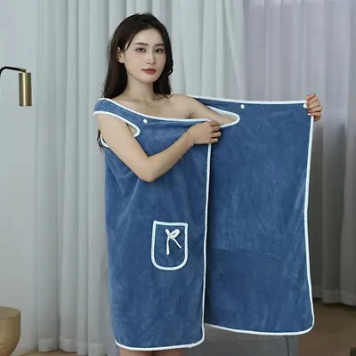 Large Microfibre Wearable Bath Towel Robe Beach Shower Wrap Quick Dry For Women • £5.49