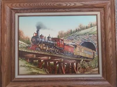 C. Carson  Serigraph Oil On Canvas Train Through Bridge • $195