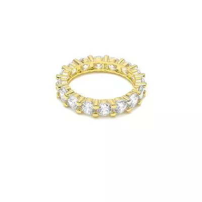 4mm Tennis Ring 14K Gold Plated 925 Silver Icy Bling Round CZ Pinky Wedding Band • $17.95