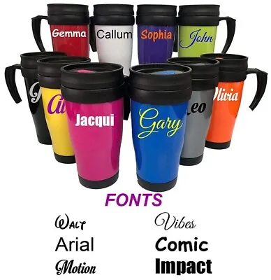 Custom Personalised Travel Mug Double Wall Insulated Screw Lid Cup 400ml Hot Cup • £11.99