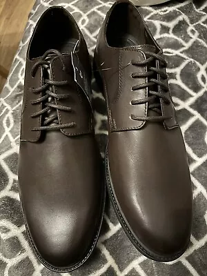 M & S Black Leather Brogues Stylish Formal Shoes UK 11   Dark Brown/black • £22