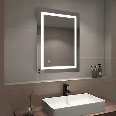EMKE Illuminated Bathroom Mirror With LED Lights Shaver Socket Heated Demister • £80.99
