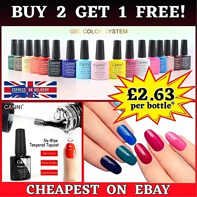 £4.29 • Buy Nail Gel Polish Colours CANNI®  Base Top Varnish Soak Off UV LED Colour 7.5ml UK