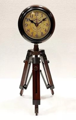 Antique Wood Floor Clock With Wooden Tripod Stand For Home Hotel Office Decorate • $158.56