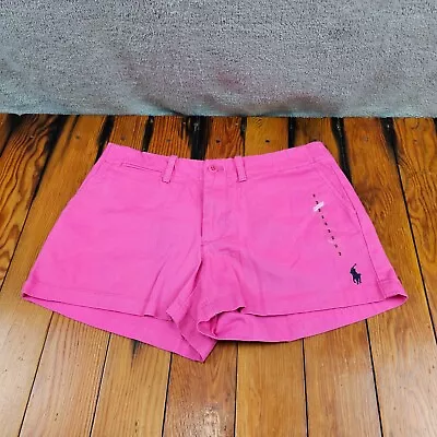 Ralph Lauren Sport Chino Shorts Womens Size 2 Hot Pink Flat Front Blue Pony NWT • $24.97