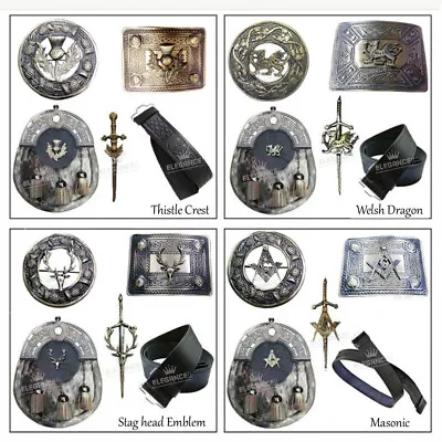 New Kilt Outfit Full Dress Sporran Kilts Belt Buckle Brooch & Pin Various Design • £39.99