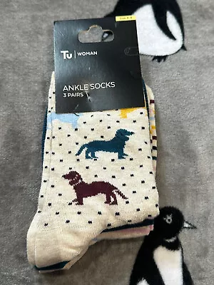 Dachshund Sausage Dog Daxie Ankle Socks New / Gift Size 4 To 8 Gift • £8