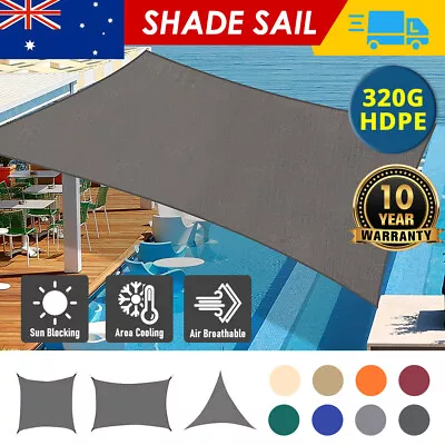 $106.02 • Buy Extra Heavy Duty Shade Sail Shade Cloth Grey Gray Sun Triangle Square Rectangle