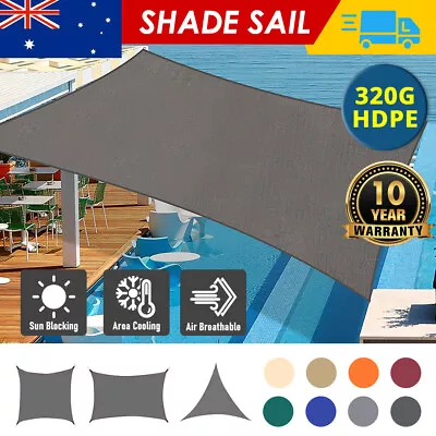 Extra Heavy Duty Shade Sail Shade Cloth Grey Gray Sun Triangle Square Rectangle • $49.99