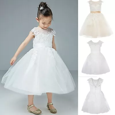 Children Lace Tulle Wedding Dress Flower Girl Dress Junior Bridesmaid Dress • $31.36