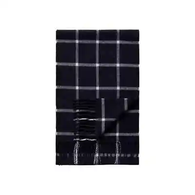 Eton Shirts - Navy Blue Checked Wool Scarf • £40.63