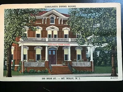 Vintage Postcard 1949 Carslake's Dining Rooms 230 High Street Mt. Holly N.J. • $12