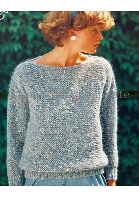 Knitting Pattern  Ladies Easy Knit Chunky Sweater Size 30-40 In • £1.75