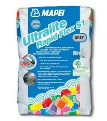 Mapei Ultralite Rapid Flex Tile Adhesive Grey 15kg • £39.99