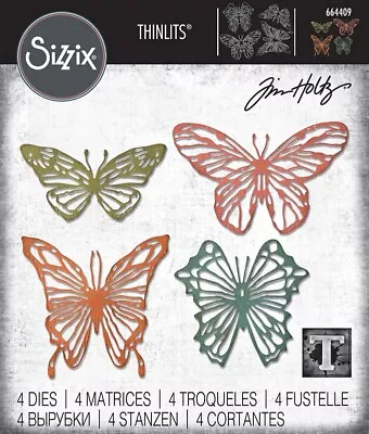 Sizzix Thinlits Scribbly Butterflies 4-PK Set #664409 Retail $22.99 By Tim Holtz • $10.49