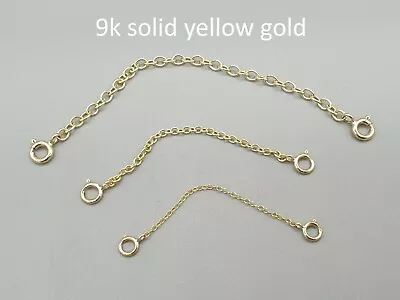 9k 9ct Yellow Gold Two Clasp Extender Safety Chain Connector Extension 0.5  - 4  • $24.35