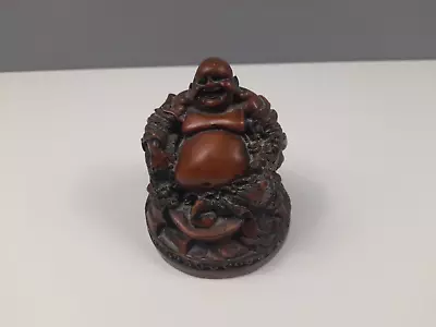 Brown Resin Laughing Buddha Ornament - 10 Cm Tall - 620g • £15