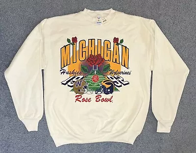 Vintage 1992 Washington Huskies Michigan Wolverines Rose Bowl Pullover Large NOS • $90