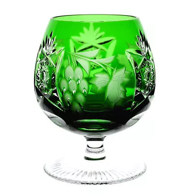 Nachtmann Traube Emerald Green Cut To Clear Crystal Brandy Glass Snifter • $85