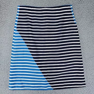 J.Crew Striped Pencil Skirt Knee Length Womens 8 (30x24) Black & Blue Cotton • $11.05