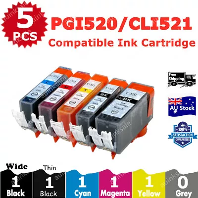 $7.60 • Buy 5X Non-OEM Ink Cartridge PGI520 CLI521 For Canon MP550 MP560 MP630 MP640 MX870