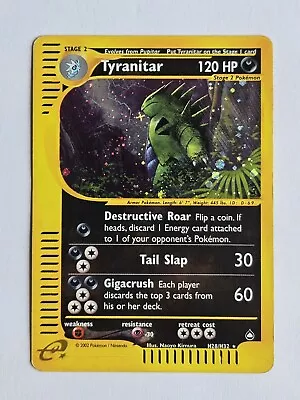 Tyranitar H28/H32 Aquapolis Rare Holo Pokemon Card WOTC 2002 - Light Play • $189.42