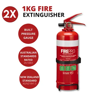 2 X FirePro 1kg Fire Extinguisher Dry Powder Car Boat Home Caravan W/ Bracket • $58.45