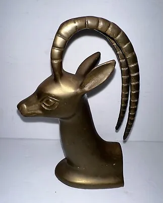 Ibex Head Curved Horns Art Sculpture Solid Brass 8.5  Height X 5.5  Length Book • $44.99