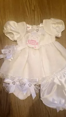 0-3 Months Baby Girls Christening Ribbon Bows Dress Set Spanish Style • £8.99