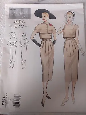 Vintage Vogue 1950 Dress Pattern 2288 Uncut Size 18 • $5