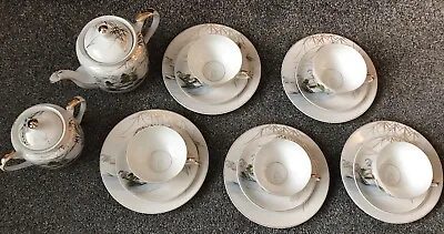 Vintage Japanese Tea Set. 5 Trios With Tea Pot And Lidded Pot • £20