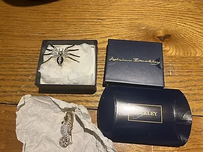 £14.99 • Buy Two Adrian Buckley Brooches. Spider And Seahorse. Great Condition
