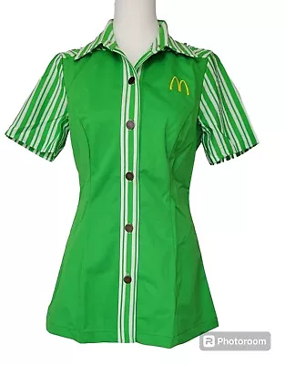 Vintage McDonalds Uniform Shirt  Short Sleeve Size 8 Green 1976 • $42