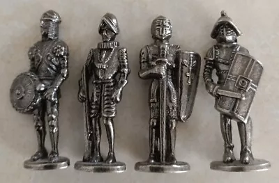 Pewter Medieval Soldier Figurines Lot Of 4 Miniatures About 1 3/4 Inch • $23.75