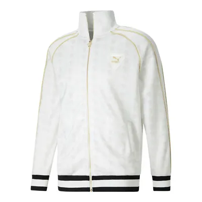 Puma Iconic T7 Forever Diamond Full Zip Track Jacket Mens White Casual Athletic • $99.99