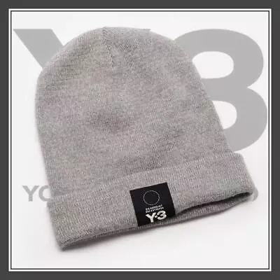 Adidas Y-3 Logo Knit Cap Knit Hat Grey Wool • $73.18