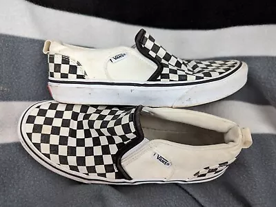 Vans Classic Black & White Checkerboard Slip On Trainers - Size 4/EUR 36.5 • £14.95