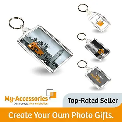 £7.38 • Buy Acrylic Blank Photo Keyring Customizable Square Image Insert DIY Key Chain