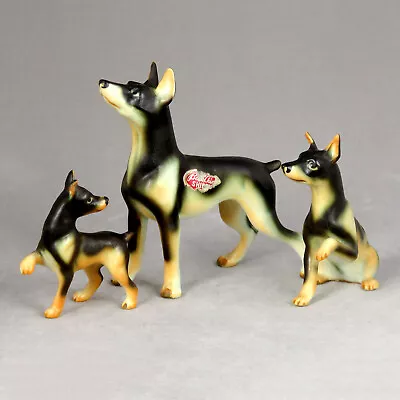 Vintage DOBERMAN PINSCHER Bone China DOG Mini Ceramic Figurine SHIKEN Japan • $21.99